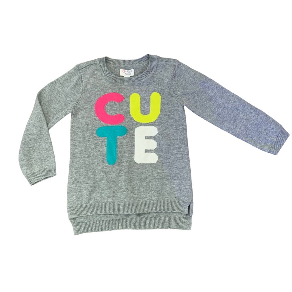 The Children’s Place Heather Grey Hi Lo “Cute” Sweater Top 3T